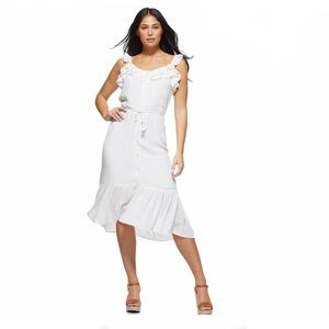 Sofia Vergara Flutter Sleeve High Low Midi Dress Size Large White
